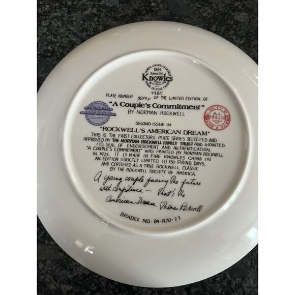 Rockwell's American Dream "A Couple's Commitment" Knowles Ltd Ed #84-R70-7.2 - Picture 4 of 4